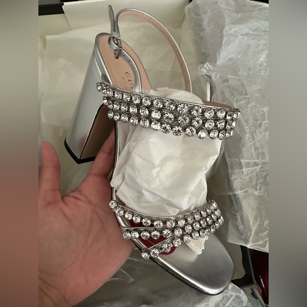 Gucci silver crystal heels